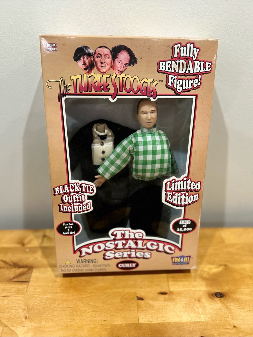 The Three Stooges Curly Bendable Figure - Green Plaid (Limited Edition) 9 inch